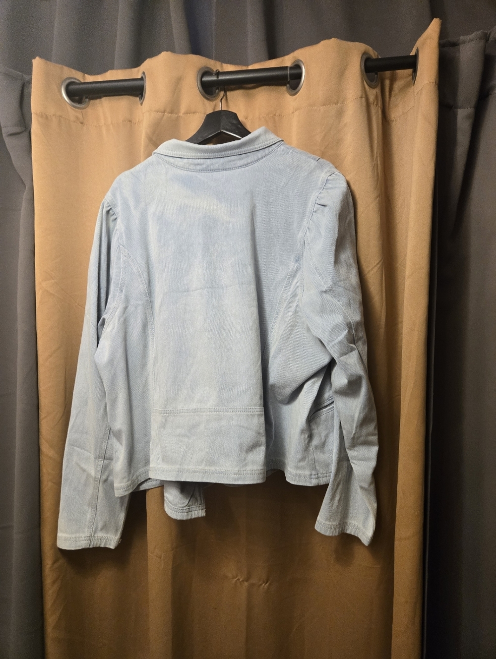 C Wonder by Christian Siriano Puff Sleeve Moto Jacket Plus Size 3X Light Wash - Picture 3 of 7